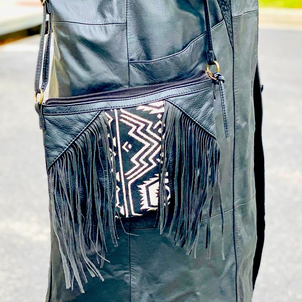 Vintage Fringe Tribal Print Shoulder Bag